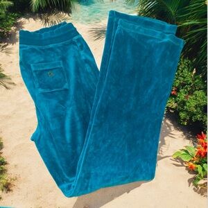 Lilly Pulitzer Drawstring Turquoise Velour White Label Pants